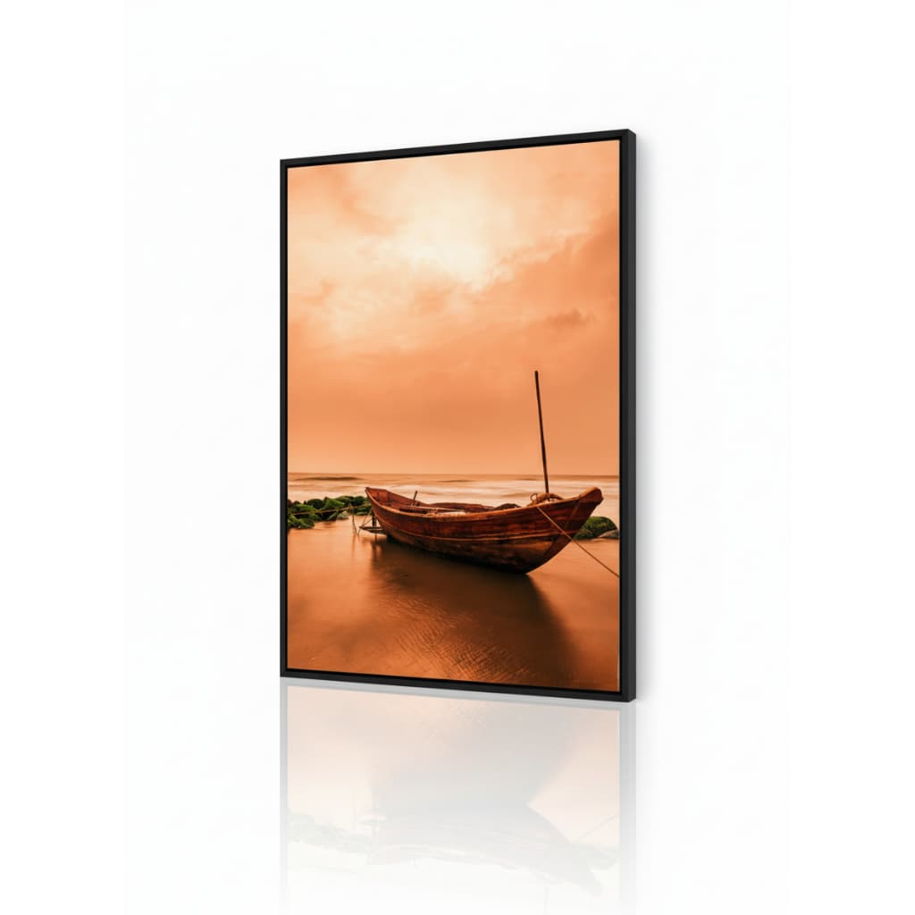 Quadro decorativo 1 peça Barco Paisagem Mar decoração quarto sala interiores