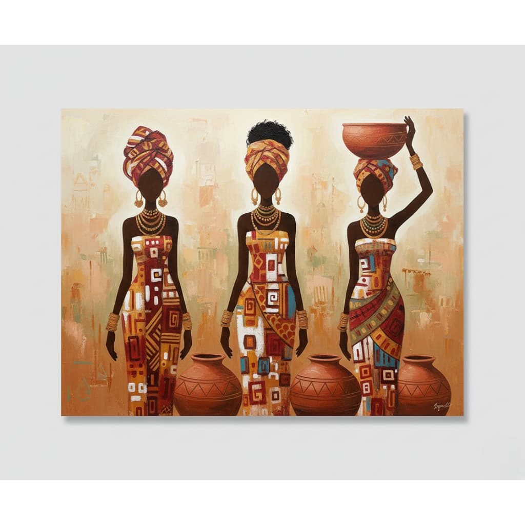 Quadro decorativo 1 peça Africanas Turbante Roupas coloridas decoração quarto sala interiores