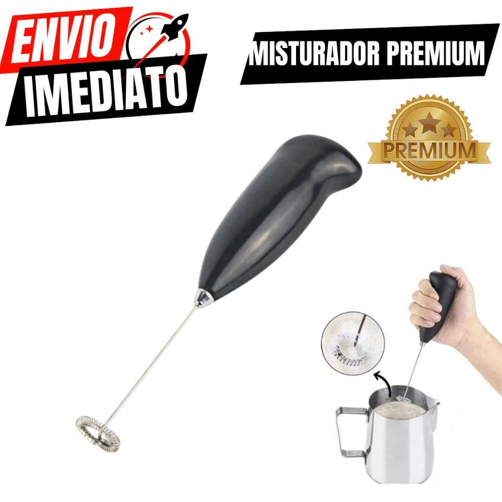 Misturador de Bebidas Elétrico Portátil em Inox – Prepare Café, Chá, Cappuccino e Milkshake