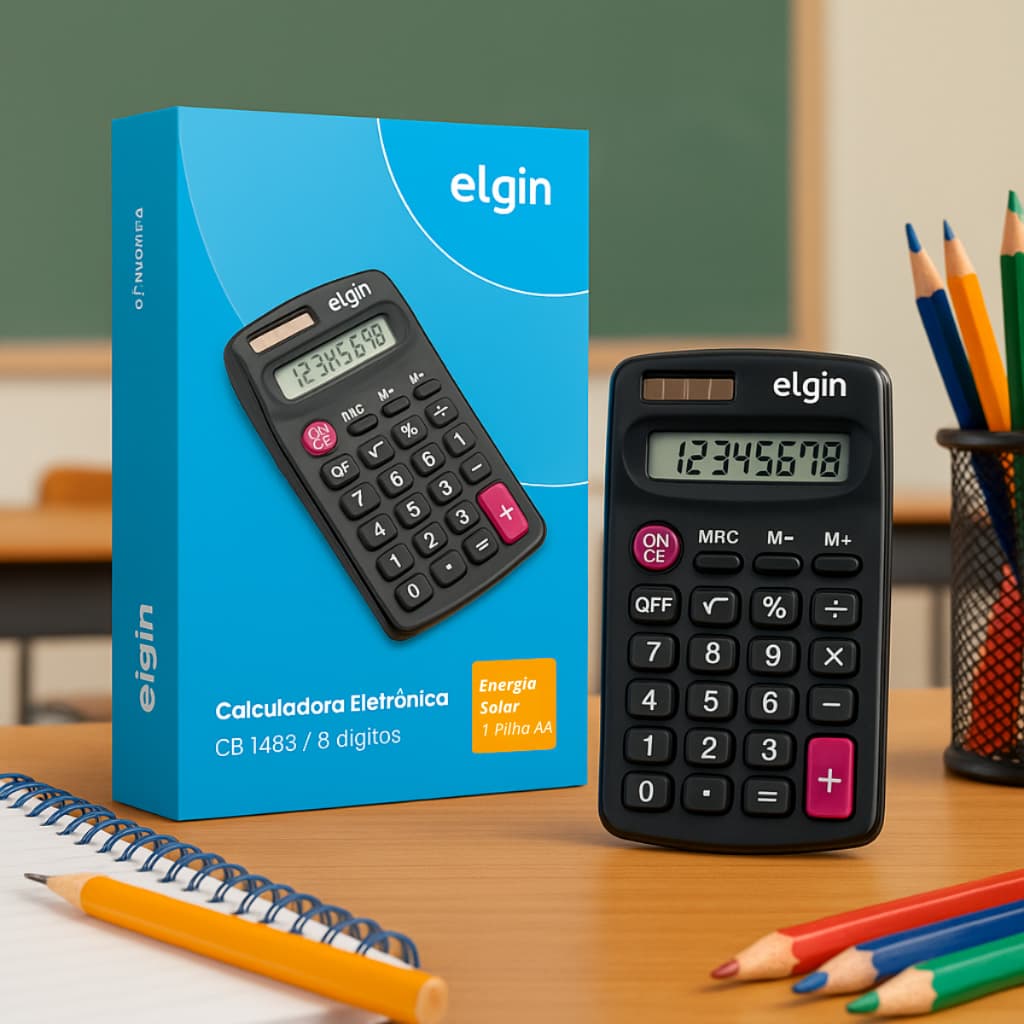 Calculadora De Bolso Preta Cb1485 Com 8 Dígitos Solar Elgin