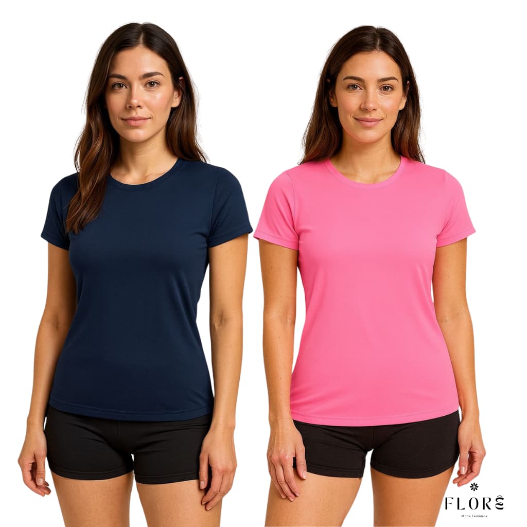 Kit 2 Camiseta Feminina Dry Fit Academia Treino Corrida Esportes Proteção