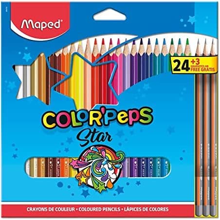 LAPIS DE COR 24 CORES + 3 LAPIS PRETO HB MAPED COLORPEPS