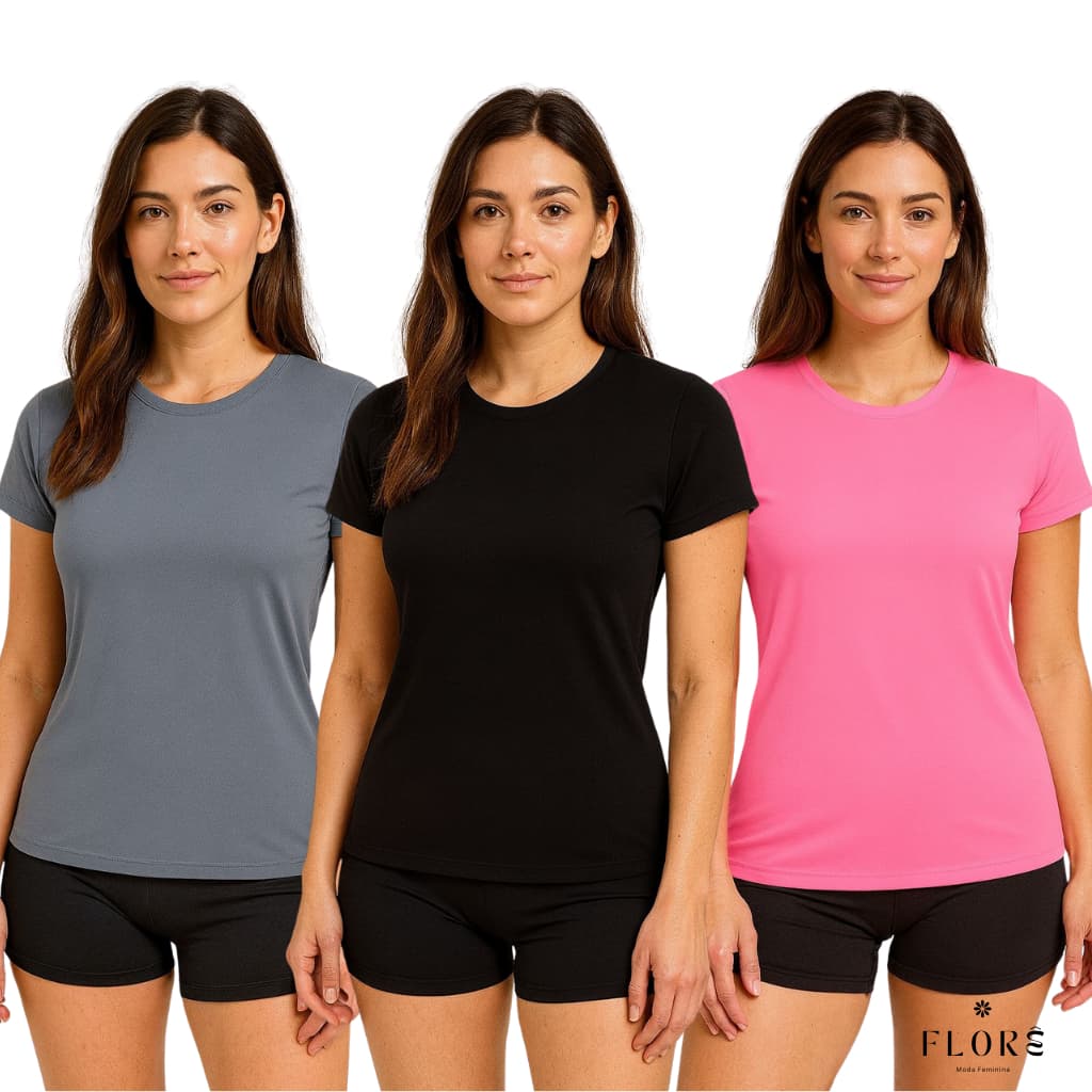 Kit 3 Camisetas Dry Fit Femininas Academia Treino Blusa crossfit Corrida