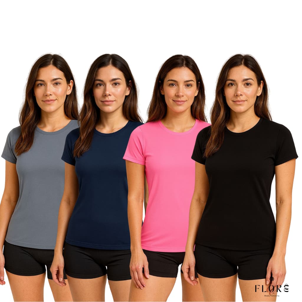 Kit 4 Camisetas Dry Fit Feminina Casual Treino Academia Esportes Exercícios Corrida