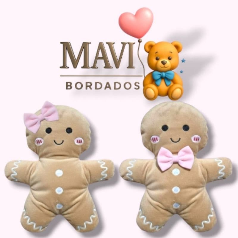 Pelúcia Bordada Casal de Biscoito