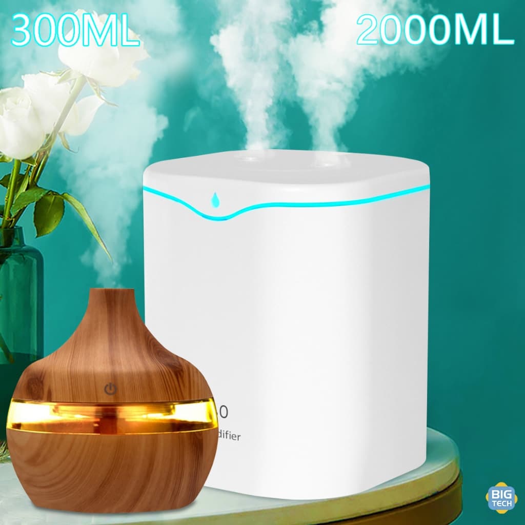 Umidificador De Ar E Aromatizador Grande 380mL-2 L Luzes LED's Coloridas Ultrassônico Para Quarto