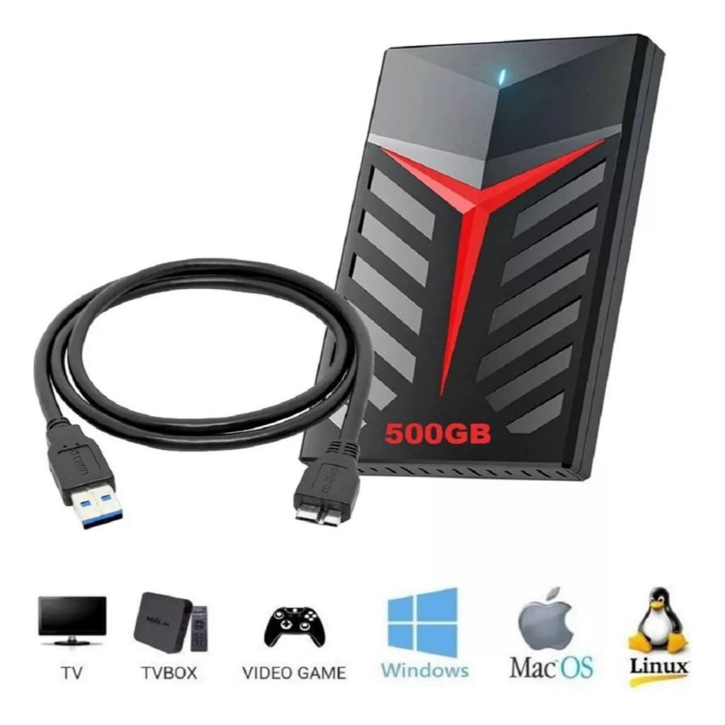 Hd Externo 500 Gb 2.5 Usb 3.0 Para Ps4, Ps5, Xbox One Xbox,series S ,xbox Series X ,notebook ,pc, TV SMART, E Retrogames