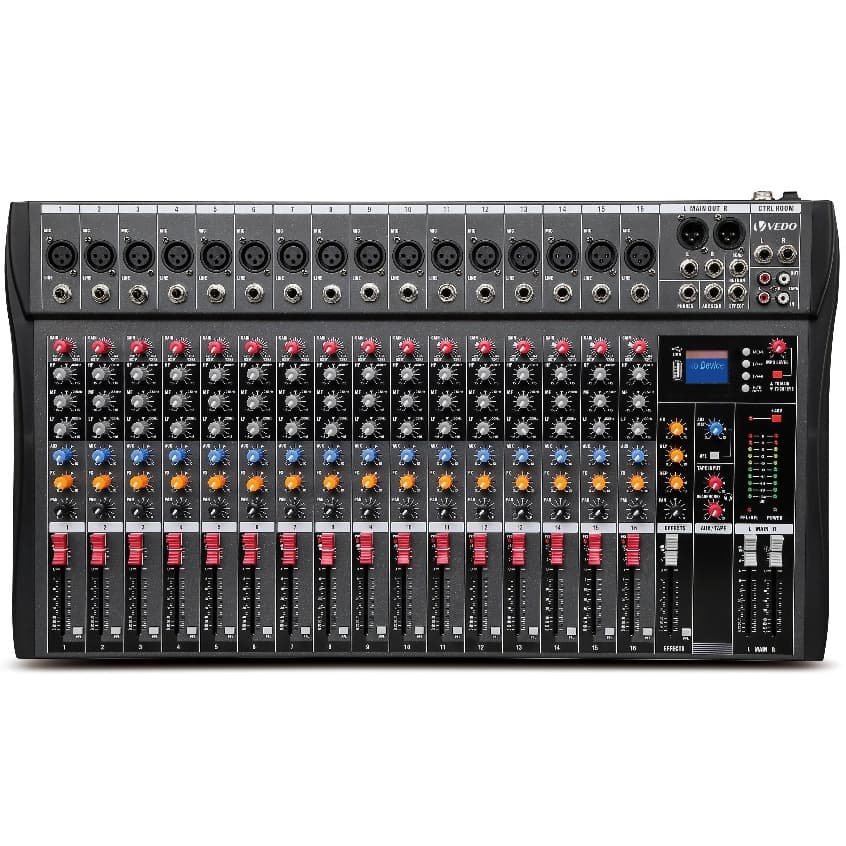 VEDO 16 Canais Mixer de Áudio Digital Console Interface Mixagem DJ Console USB MP3 Entrada de Computador Bivolt