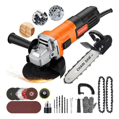 3 EM 1 Esmerilhadeira Angular Lixadeira e Motosserra 1500w Ferramenta Multifuncional Uso Profissional Aitoolzo Laranja