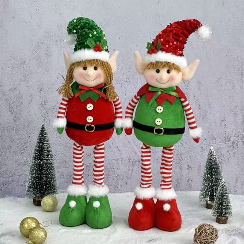 Boneco de Natal Elfo/ Maleável / Decoração / Vermelho /Verde