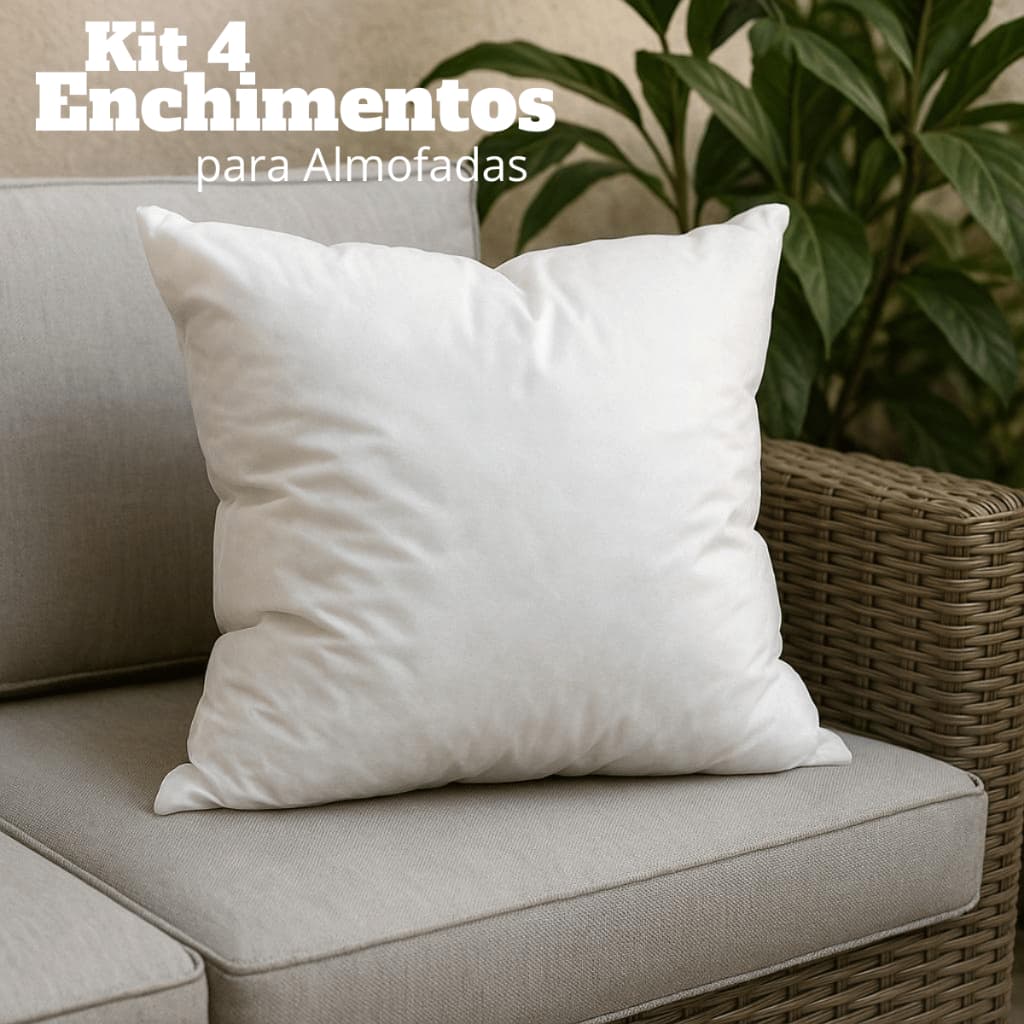 Kit 4 Enchimentos Recheios Almofada 50x50 Cm Fibra Silicone