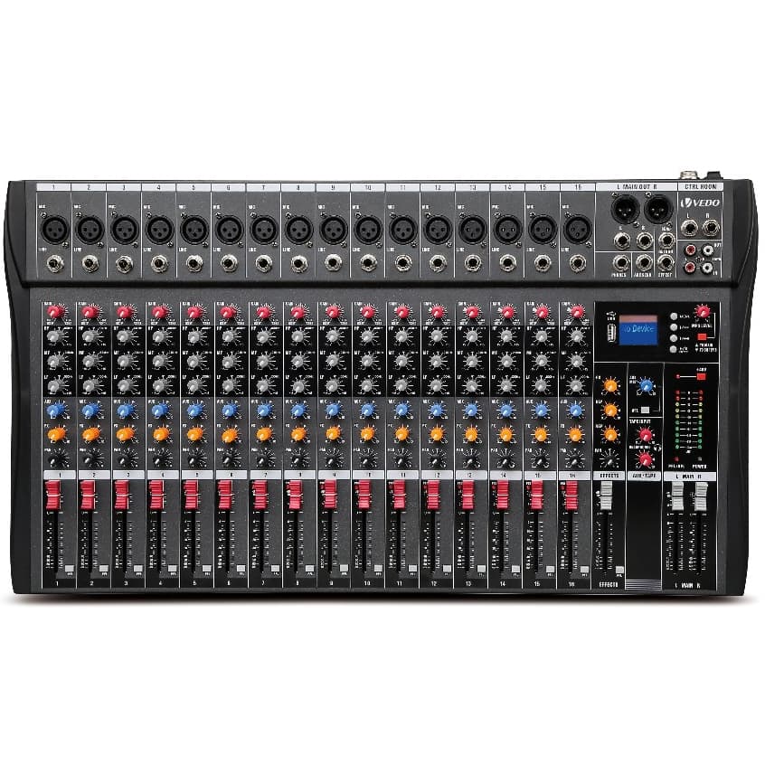 VEDO 16 Canais Mesa De Som Console Misturador Interface Professional Multifuncional Mixagem DJ Console USB Bivolt