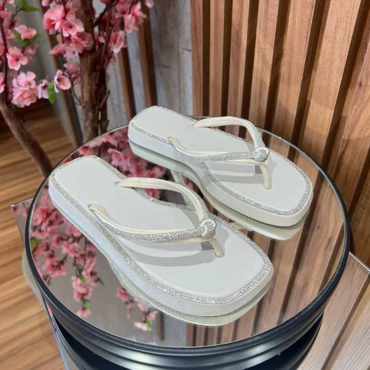 Chinelo Nó Strass Brilho Feminino Macio Envio Imediato