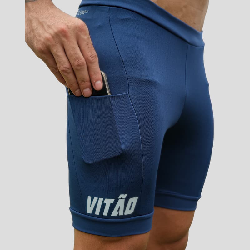Bermuda de Compressão Masculina Personalizada com Bolsos Laterais – Fitness/Academia