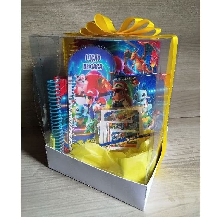 Caixa Box Luxo Infantil Personalizada – Kit Volta às Aulas/A5+ Caligrafia + Lápis + Etiquetas – Qualquer Tema/Nome