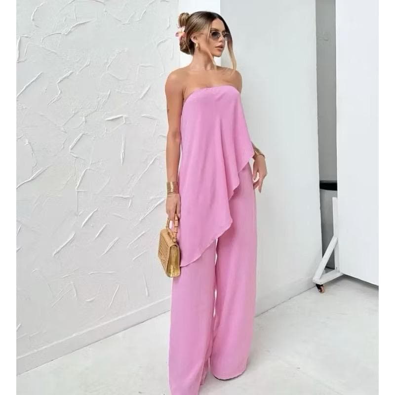 Macacão Feminino Assimétrico Pantalona Longo Duna Tomara que caia M Elegante Natal Ano Novo