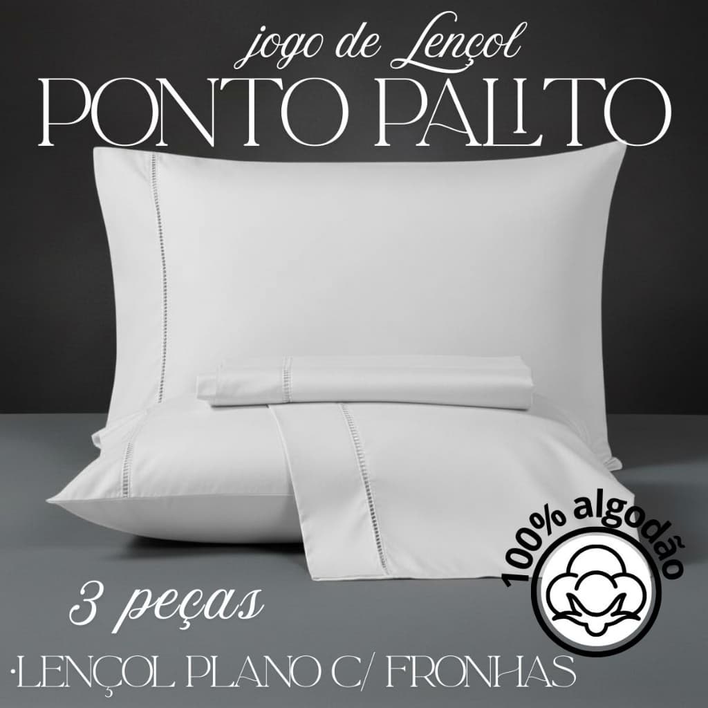 Jogo de Lençol 3 e 2 Pçs Casa E Pet Elegance 100% Algodao 200 Fios SEM ELASTICO HOTEL E POUSADA