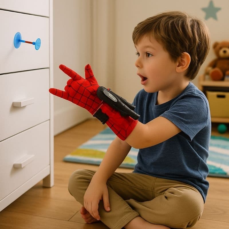 Luva Lança Teia Homem-Aranha  Dardos Resistente Super-Herói Criança Brinquedo Kids Presente