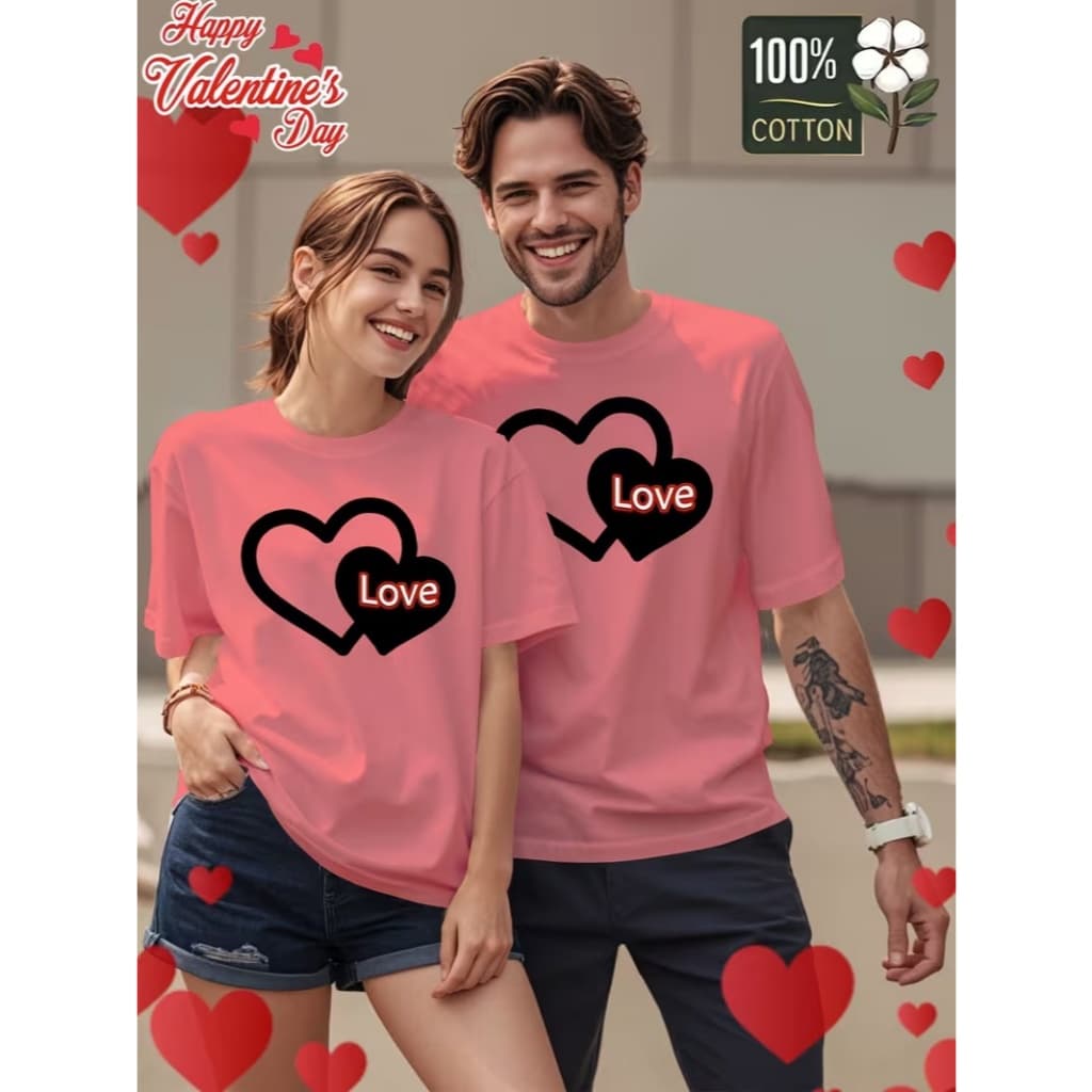 Kit camiseta casal Love estampa coração presente criativo para casais apaixonados 100% algodão envio imediato