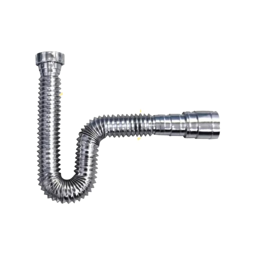Sifão Metalizado Cromado 1,5M 1500MM Extensível Ajustável + Fecho Hibrido + Anéis de vedação
