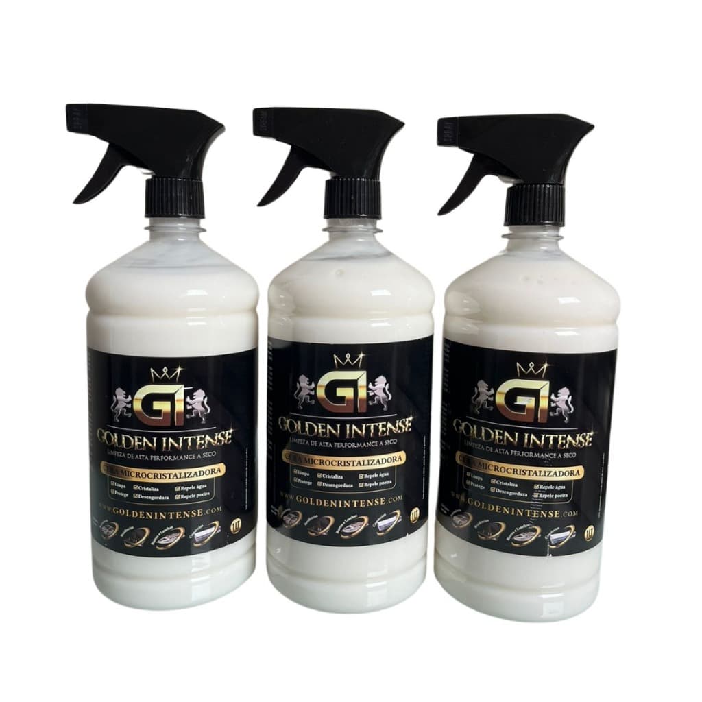 Kit 3 Ceras Golden Intense Limpeza Vidro Veículos Móveis Lavagem Seco Microcristalizadora 1 L