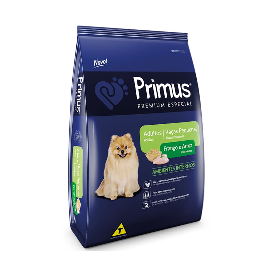 RAÇÃO PRIMUS RAÇAS PEQUENAS AMBIENTES INTERNOS - 10KG