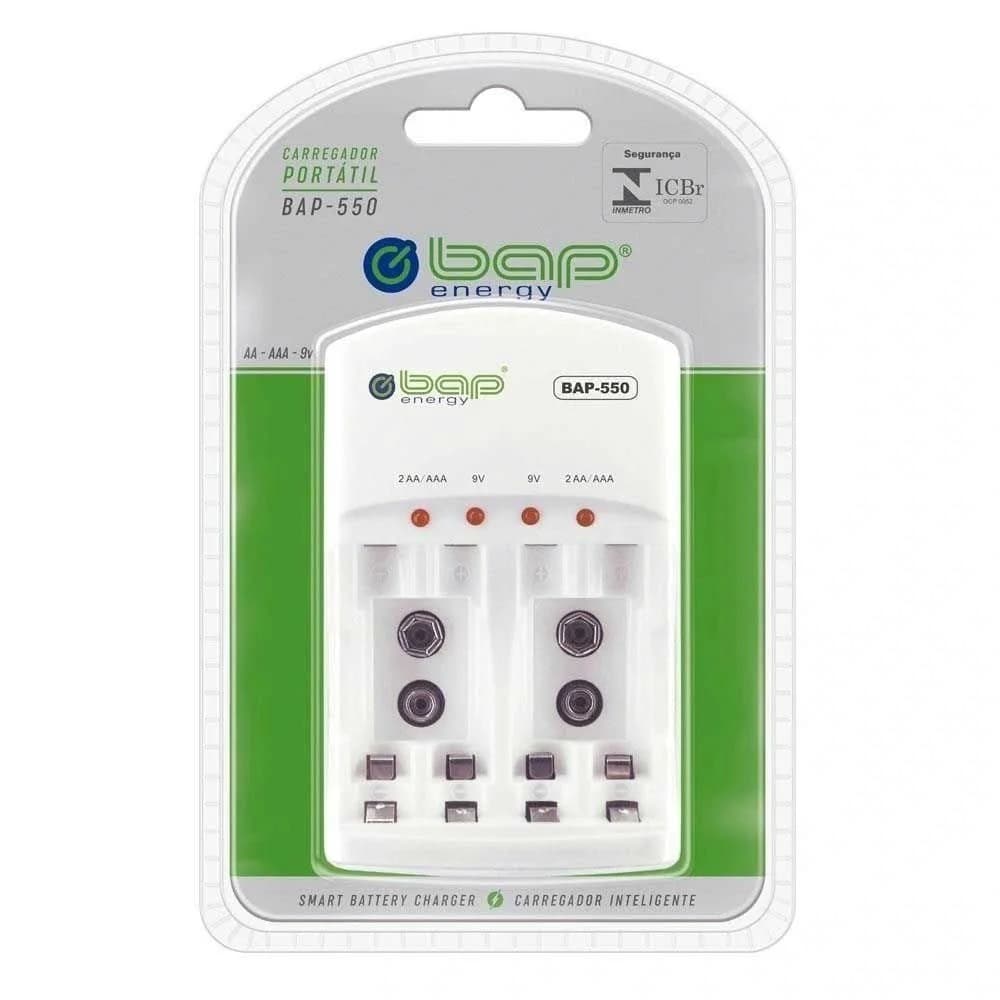Carregador Super Rápido Bap-550 4 Baterias Aa 2700 Mah 110/220