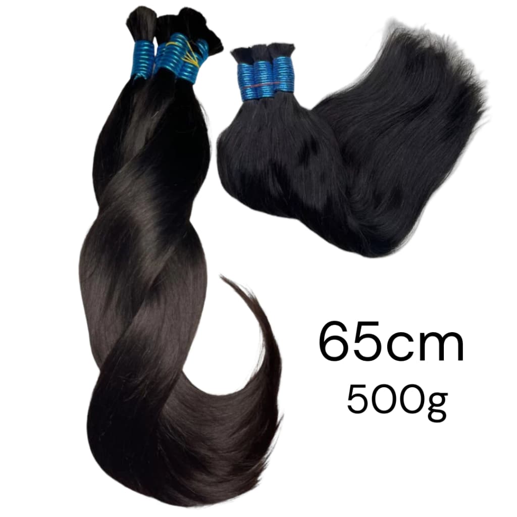 Cabelo Humano Liso Levemente Ondulado Indiano Semi Limpo Liga Azul Aplique Mega Hair 65cm 500g
