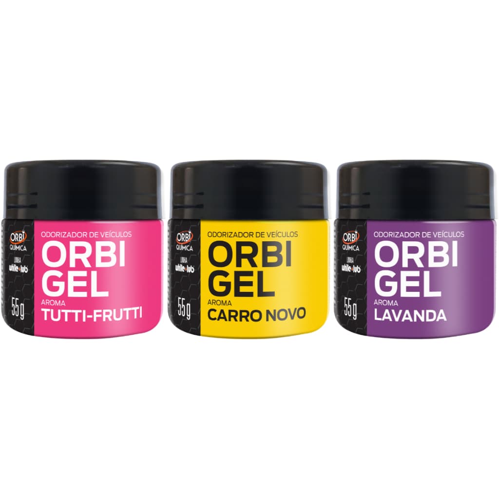 Kit 3 Unidades Cheirinho Carro Odorizador Aromatizante Gel 55g Orbi