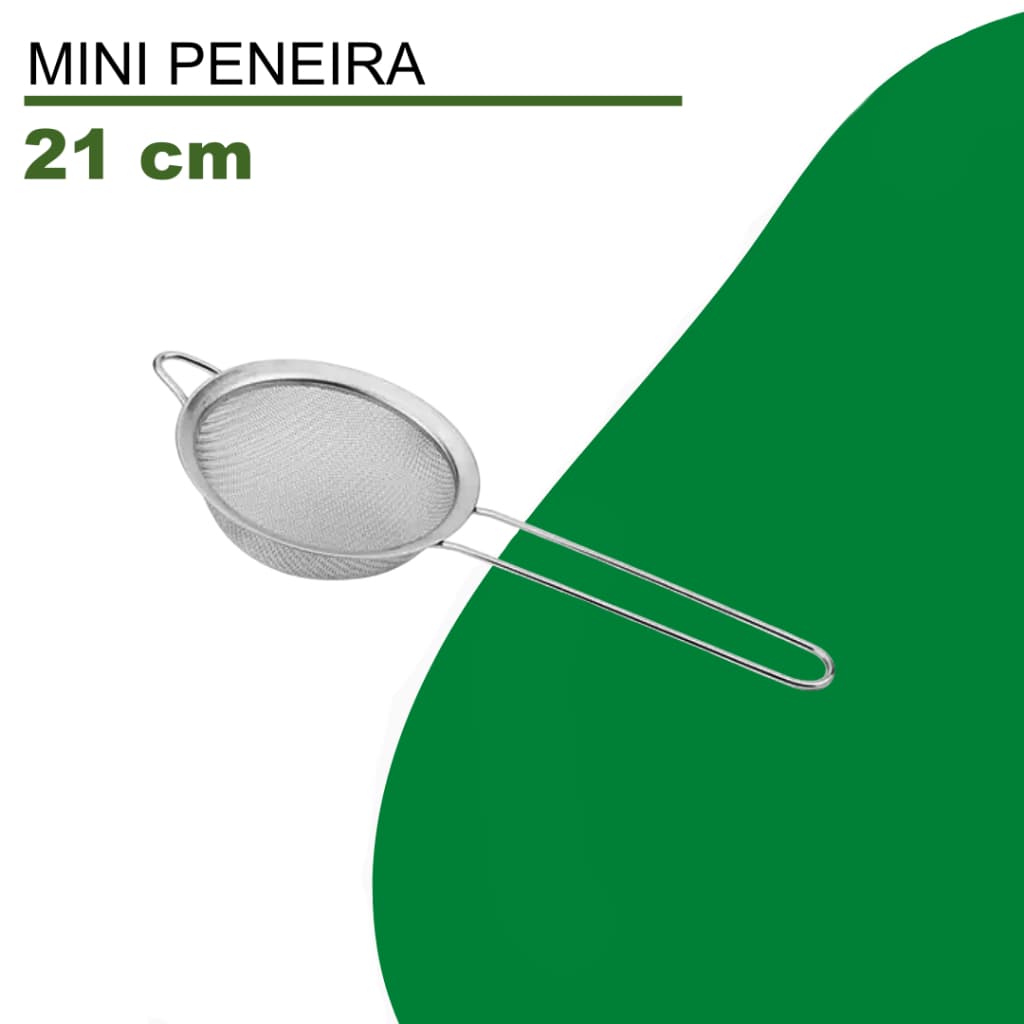 Mini Peneira Inox Pequena 21 x 08 cm de diâmetro Copo Coqueteleira Drink Bar Metal