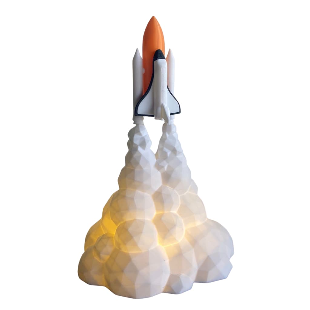 Luminária Abajur Foguete Ônibus Espacial NASA 3D LED Decoração Quarto Infantil e Geek