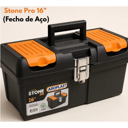 Caixa Maleta Ferramentas Com Trava Aço  Bandeja Preta stone toy 25768