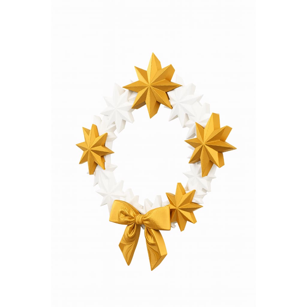 Grande Guirlanda Natal Branca Estrelas Decoração