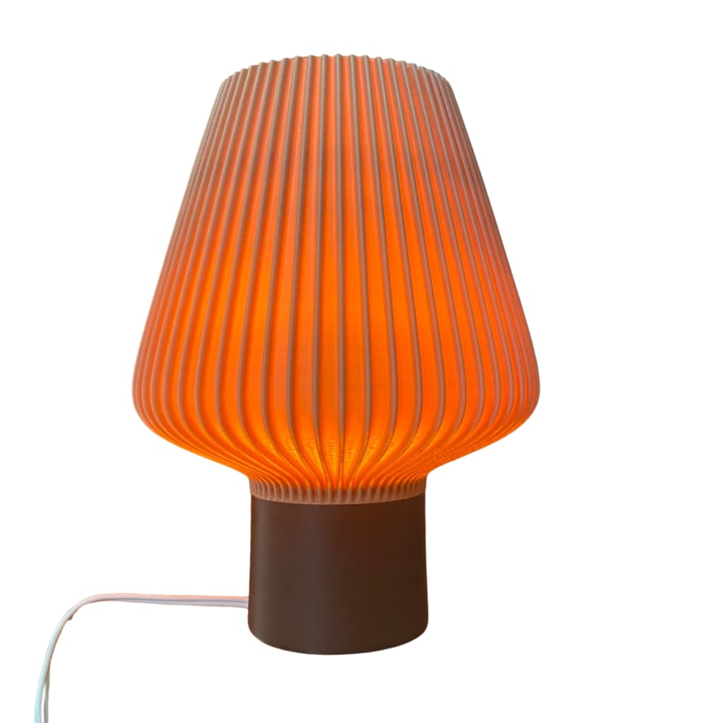 Abajur Luminária de Mesa Design Moderno Efeito Plissado Madeira 3D Decorativa Luz Quente 23cm