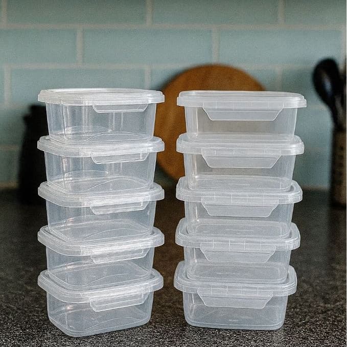 Kit 10 Marmita fitness Potes 800ml Travas Laterais BPA FREE organizadores de alimentos