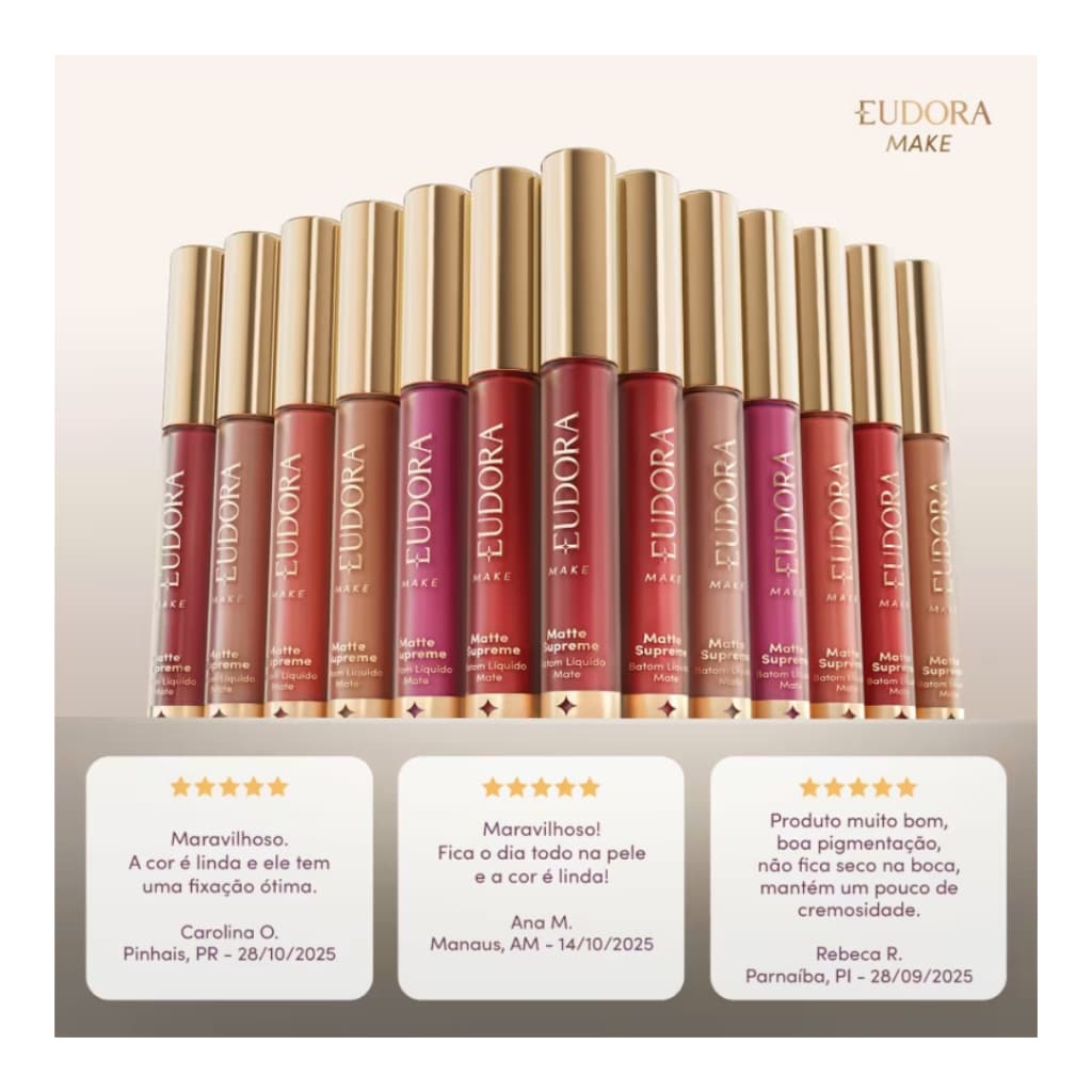 Batom Líquido Matte Supreme Eudora 4 ml