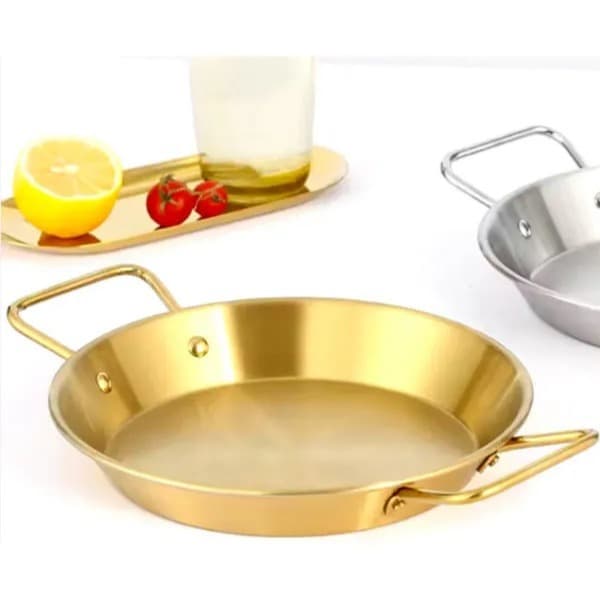 Panela Pergaminho Paella 34,26,24,18cm Dourada De Inox Frigopro com Alça