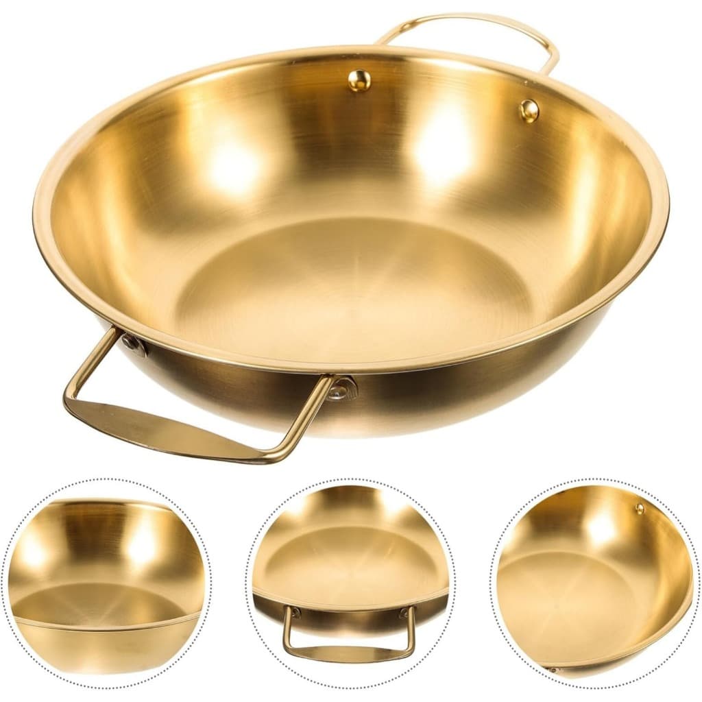 Tigela Panela Bandeja Aço Inox Dourado 26cm Bacia Multiuso Cozinha