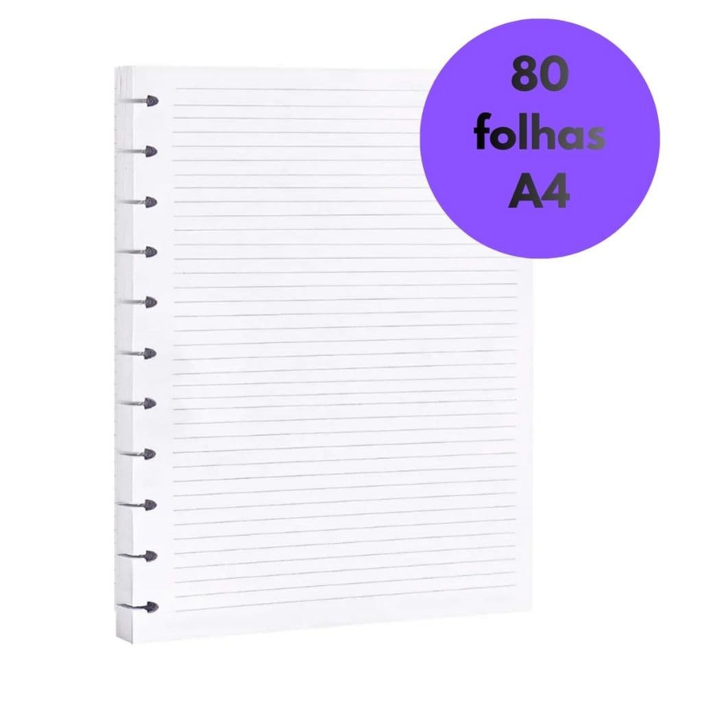 Refil de Folhas para Caderno Inteligente A4 — 160 á 80 Folhas — Papel Offset 80g — 20,3 × 28,3 cm
