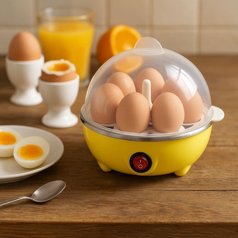 Cozedor Ovos Elétrico 7 Ovos Egg Cooker Vapor 127V Preparação Rápida Café Manhã Alta Praticidade