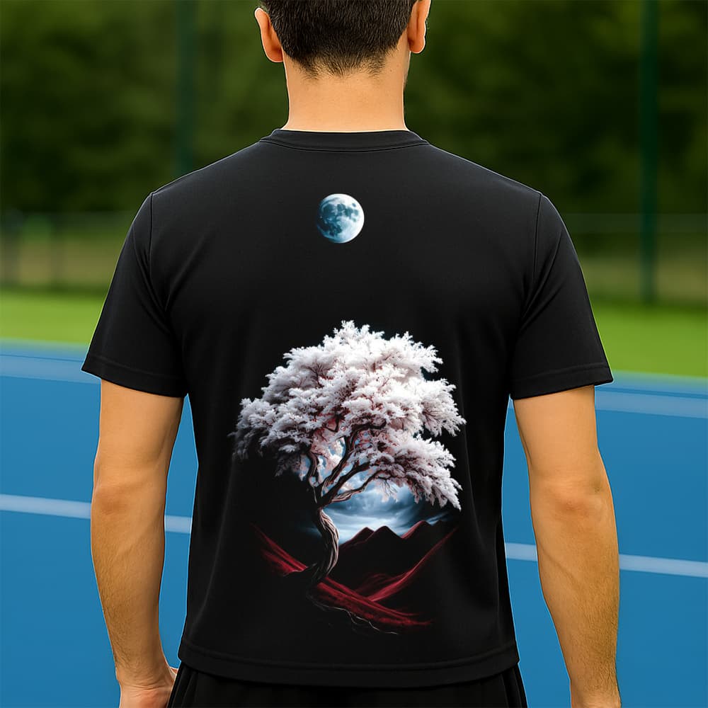 Camiseta Dry Fit Masculina Estampada Árvore Sob Luar P ao GG Leve Respirável Academia Treino