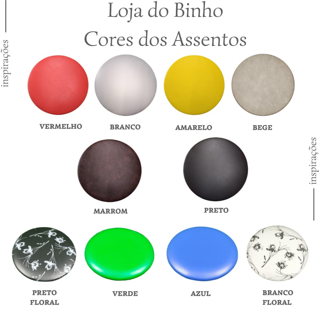 Kit 2 Assentos Estofado P/ Banquetas De 32 CM E Cadeiras Em Corino Colorido
