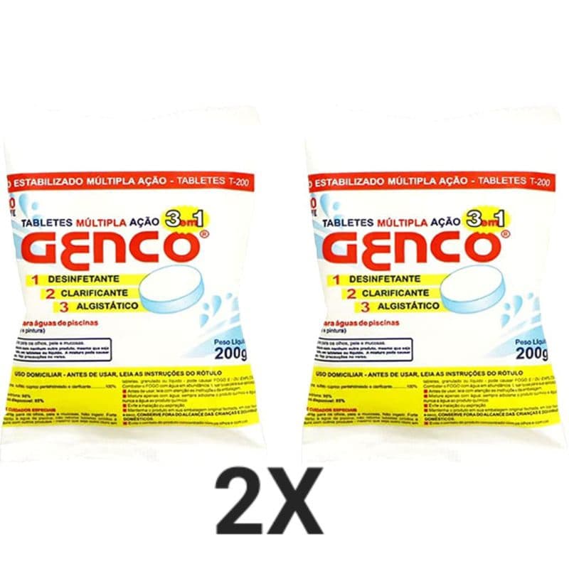 Pastilhas Genco 3 em 1  Kit 2 Tablete Piscina