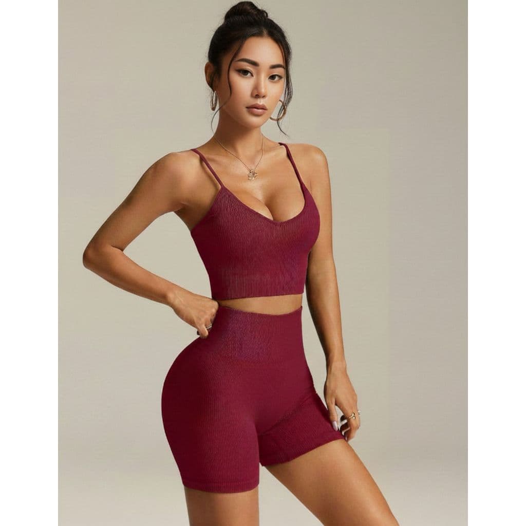 Conjunto short e top poliamida fitness Academia