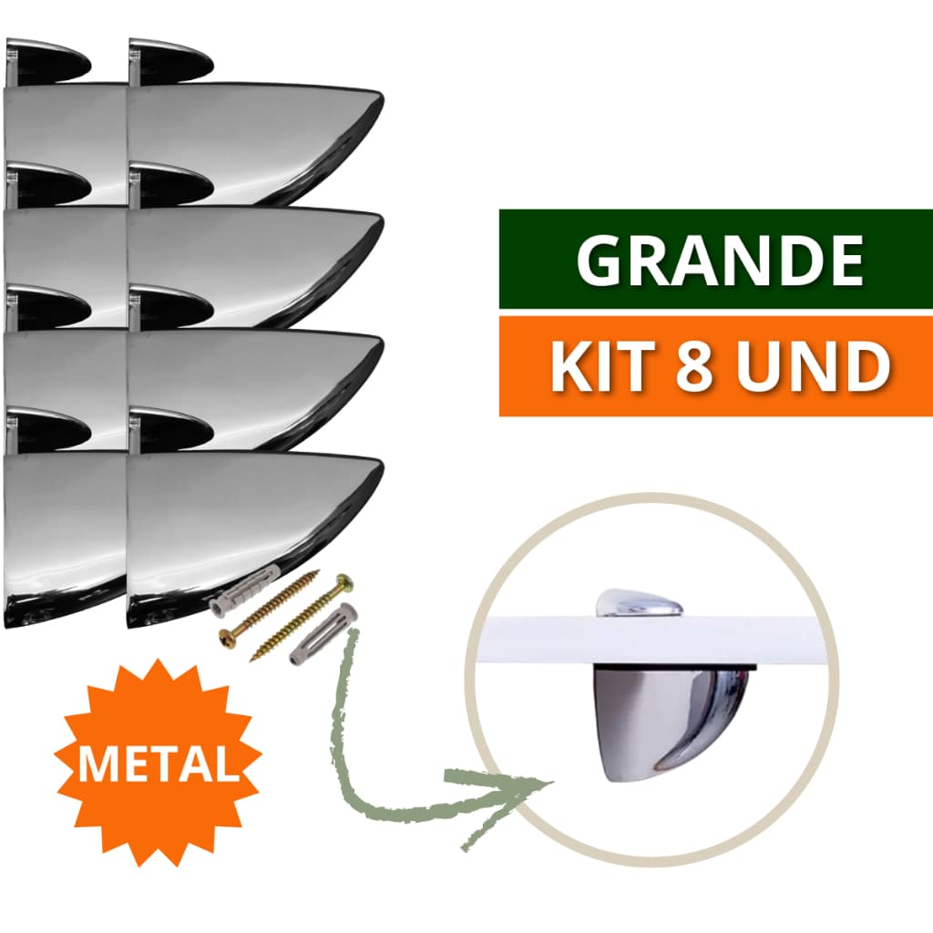 Kit 06 e 08 Suporte de Prateleira Organizadora Horizontal Tucano Grande Metal Zamac Para Vidro Madeira