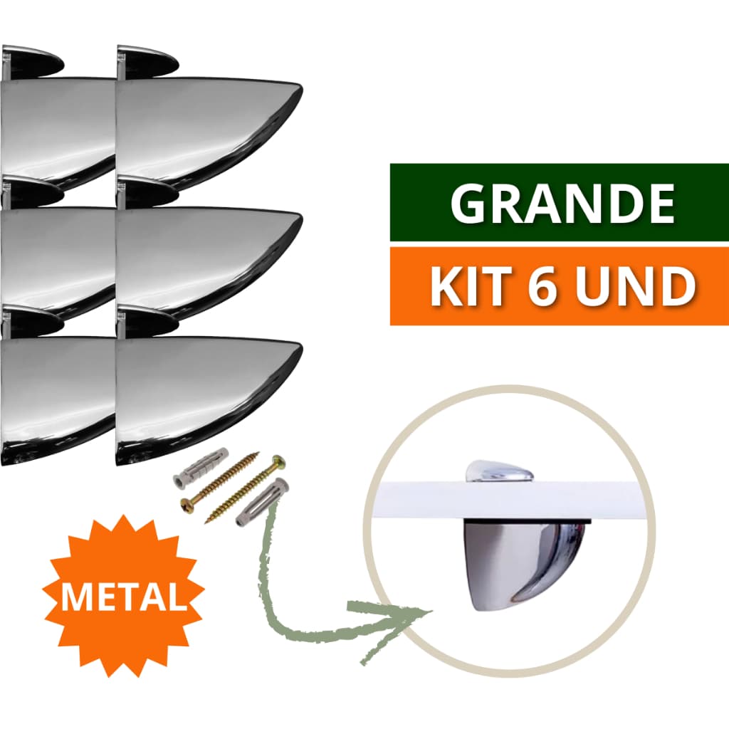 Kit 04 e 06 Suporte de Prateleira Organizadora Horizontal Tucano Grande Metal Zamac Para Vidro Madeira