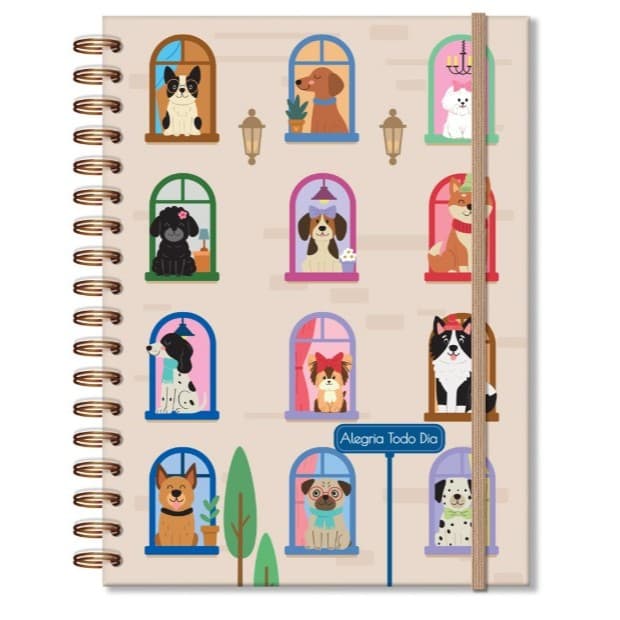 Caderno Folhas Removíveis Fina Ideia Cachorro na Janela 16,5×23,2cm 80 folhas 90g/m² capa dura
