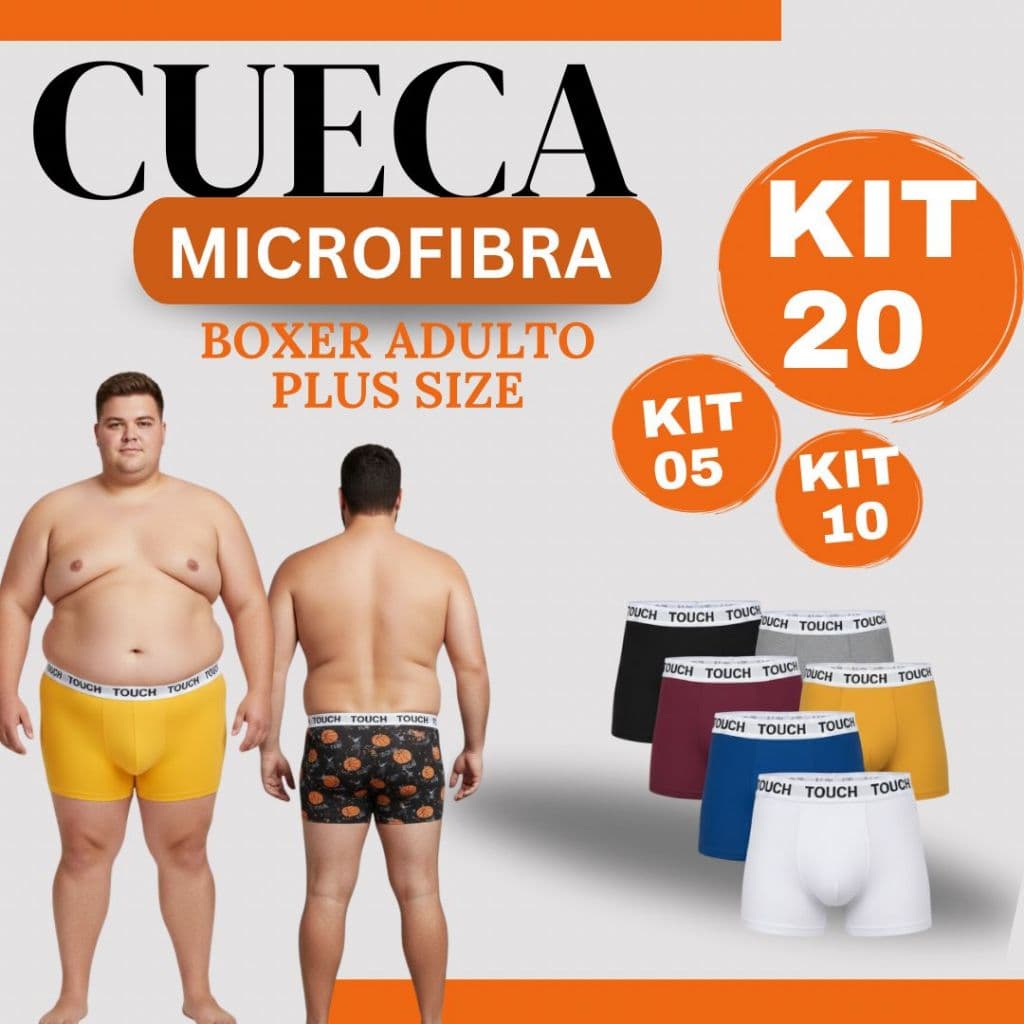 Kit 20, 10 e 5 Cuecas Box Plus Size Masculina Microfibra Resistente Leve Confortável Boxer Plus Extra Gg1 Gg2 Gg3
