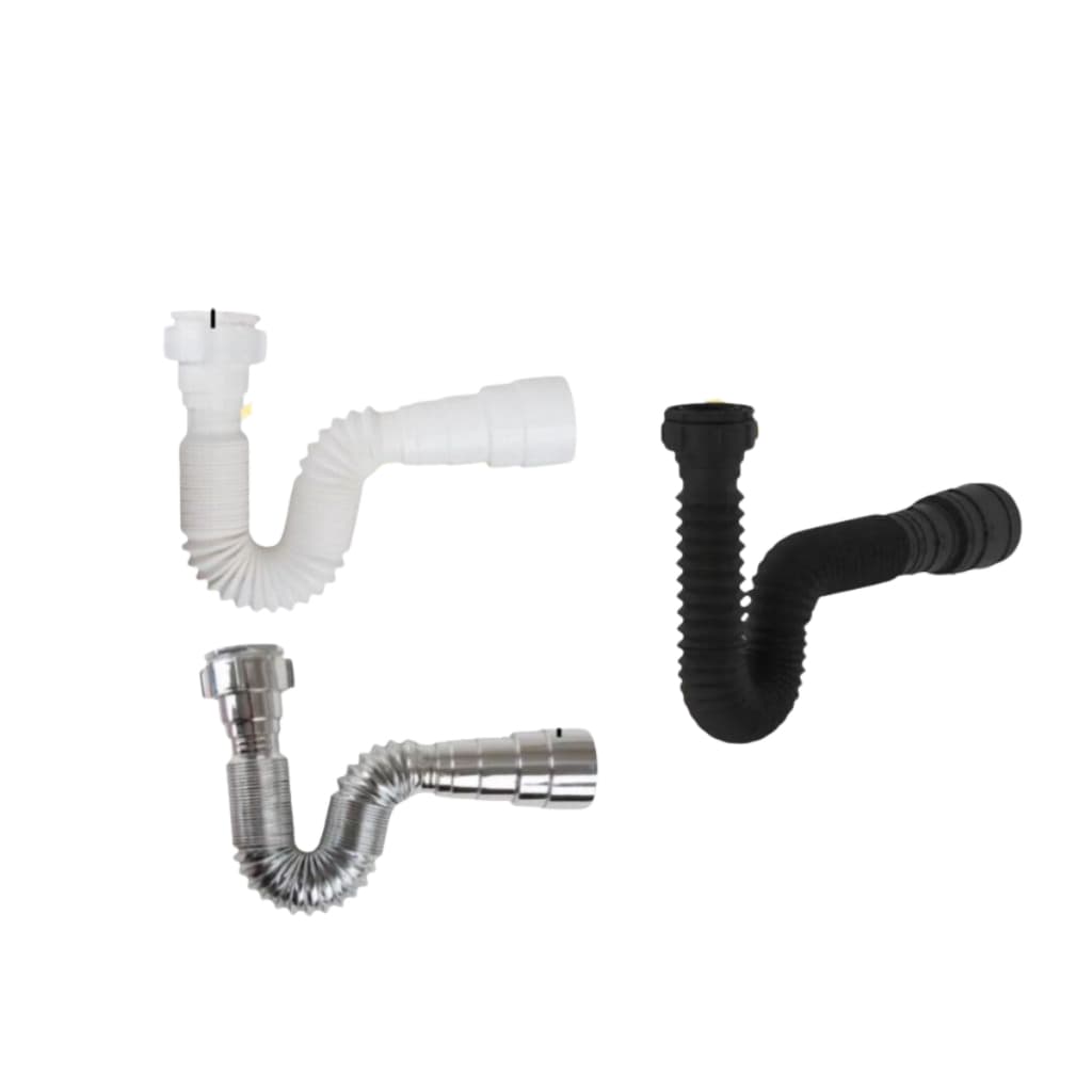 Sifão Flexível  72 cm e 50 cm,  + Anéis de Vedação, Sanfonado Resistente a Água Quente