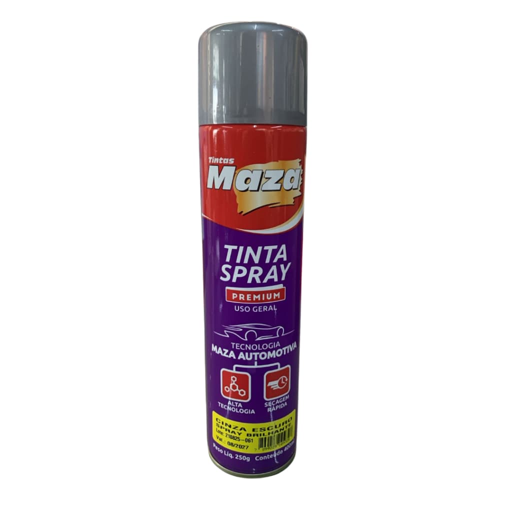 Tinta Spray Premium Uso Geral Maza 400ml - Cinza Escuro